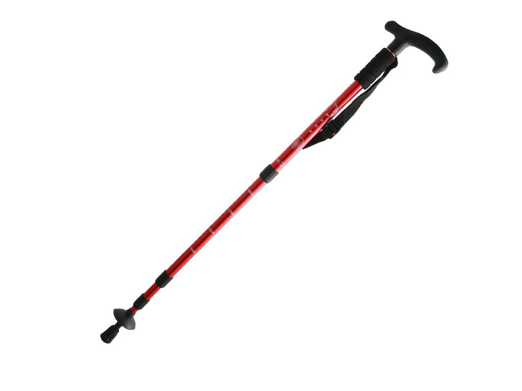 Trekking Poles T type Four-mast collapsible aluminum alloy red