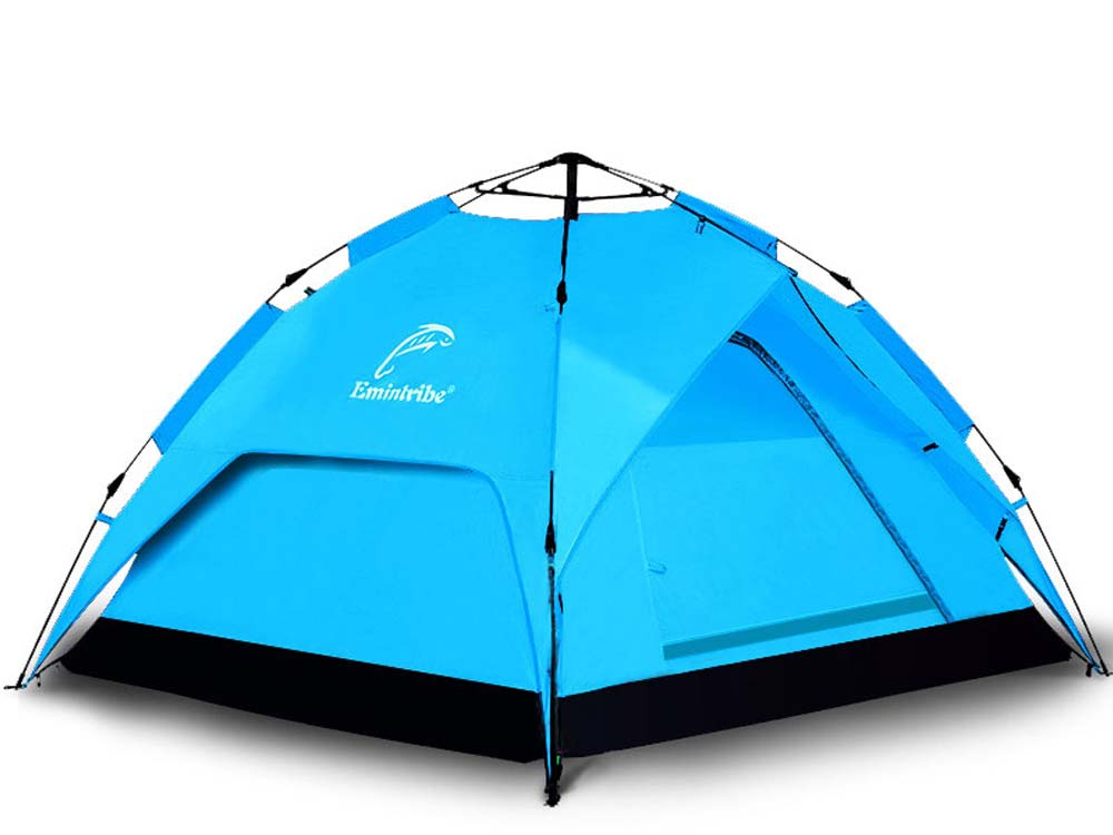 Outdoor Tent Automatic Double-deck Camping 3-4 People blue