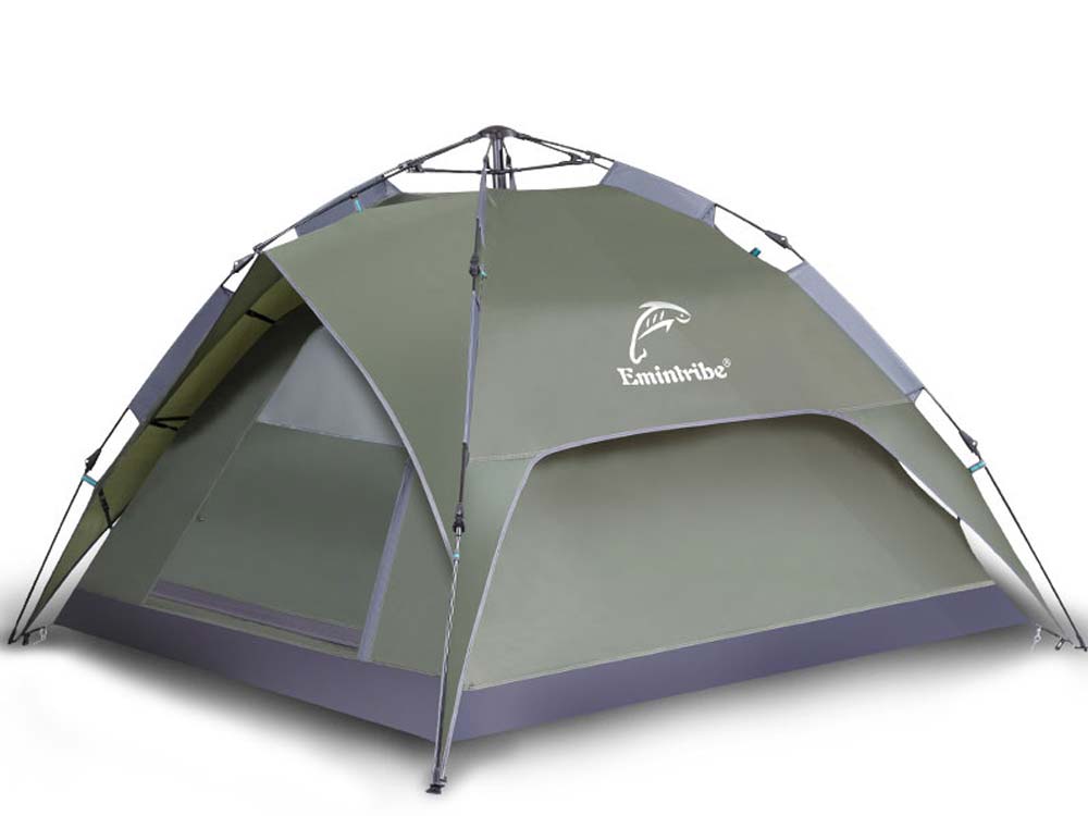 Outdoor Tent Automatic Double-deck Camping 3-4 People Green