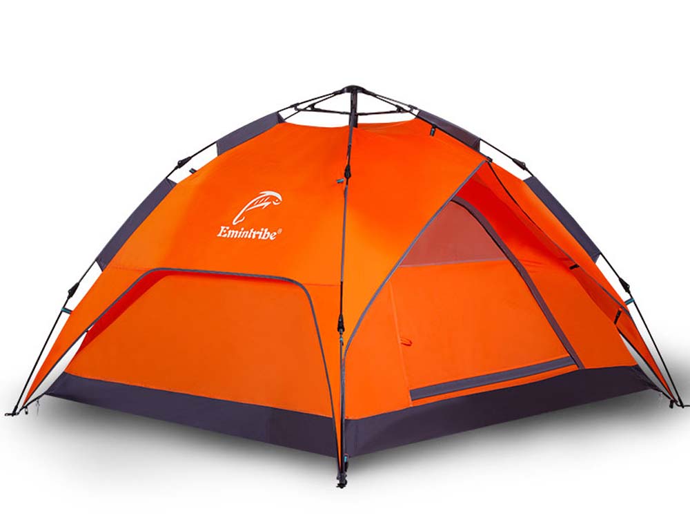 Outdoor Tent Automatic Double-deck Camping 3-4 People red