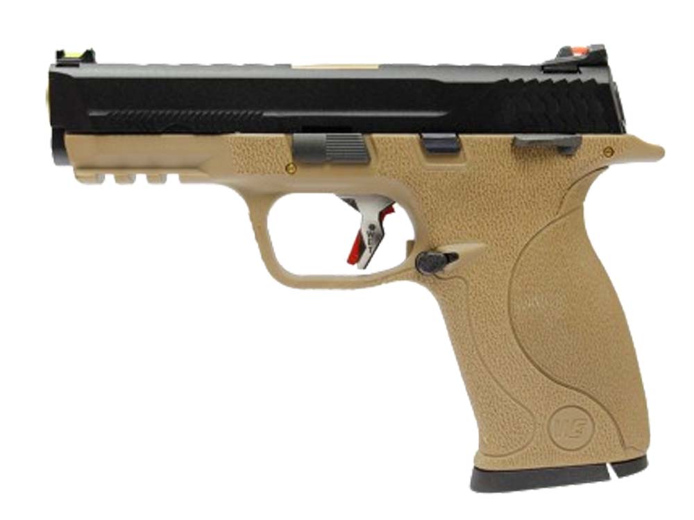 WE BB FORCE T3 A style pistol BK Slide/GD Barrel/Tan Frame