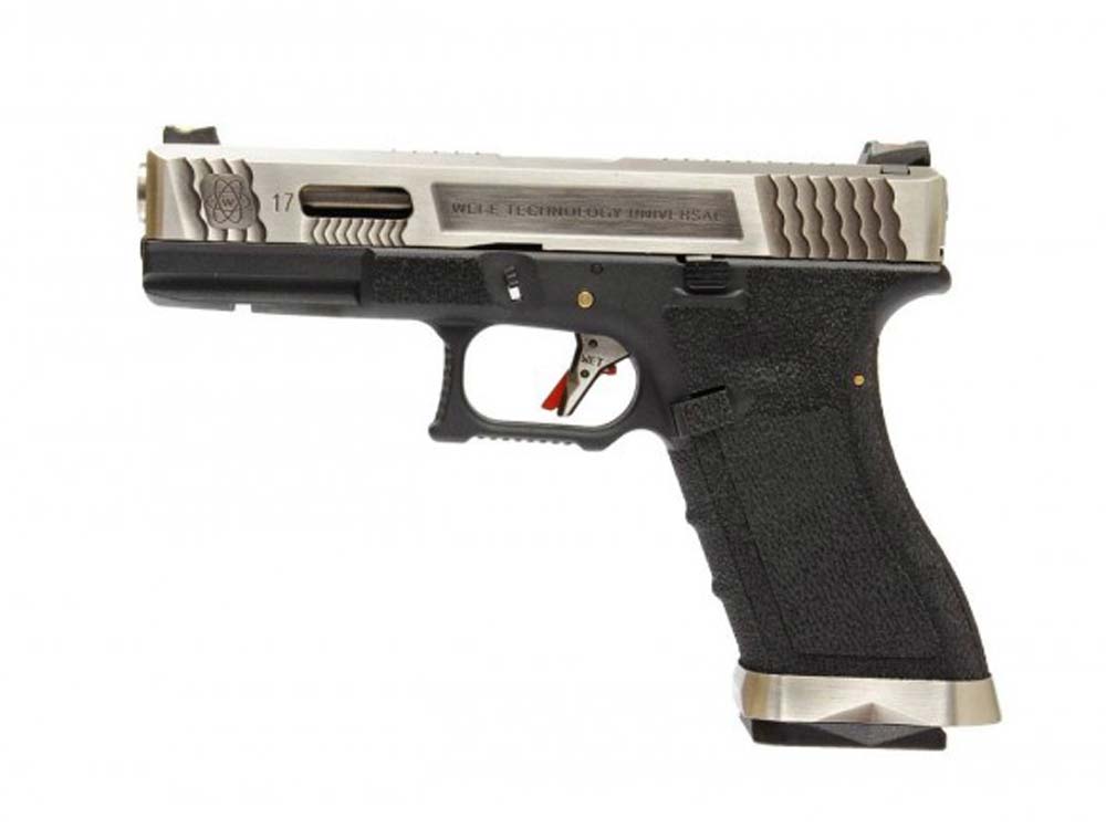 WE Force G17 BK Silver Slide and Silver Barrel With Thumb Rest