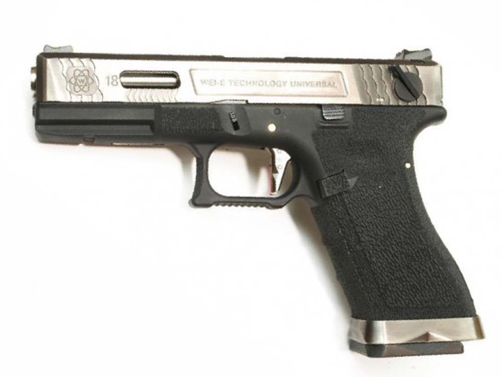 WE Force G18 BK Silver Slide and Silver Barrel With Thumb Rest