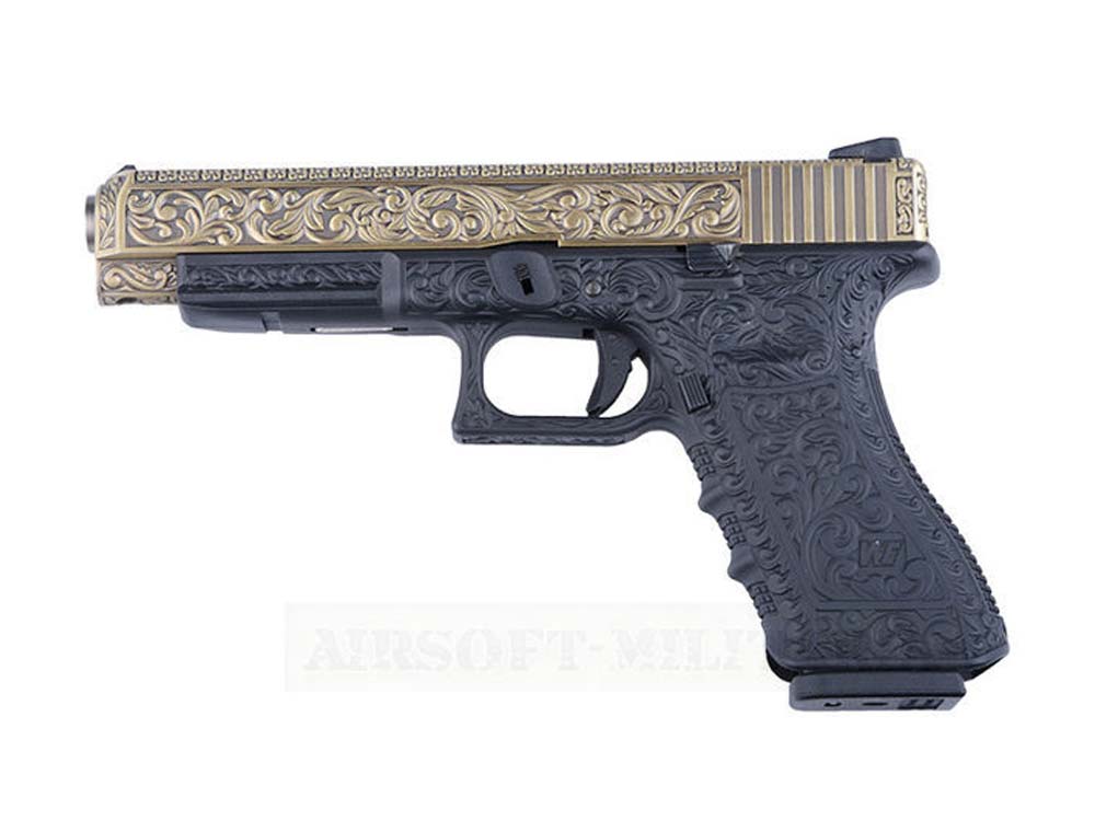 WE Aluminum Slide G34 GBB Pistol Classic Pattern w/Case,Bronze