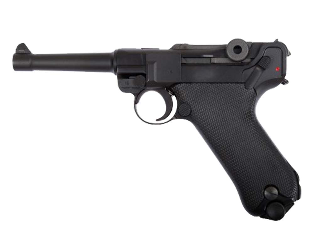 WE Luger P08 4" Full Metal GBB Pistol Black
