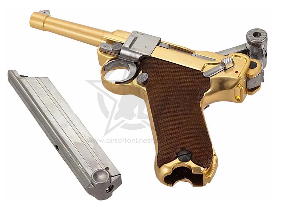 We Luger P08 4 Golden Silver Full Metal Gbb Pistol Airsoft Guns Online Shop Airsoft Online Shop 8979