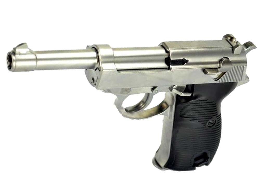 WE Long Outer Barrel P38 Gas Blow Back Airsoft Pistol Silver